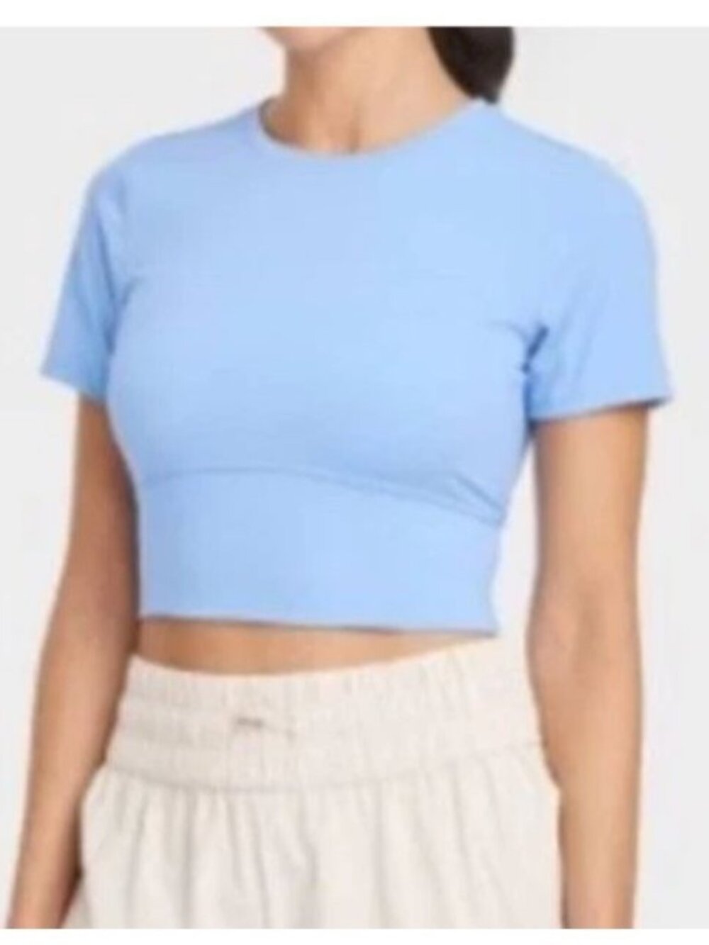 JoyLab Periwinkle Blue Short Sleeve Cropped Athletic Top Workout Shirt - Size Sm
